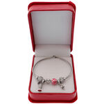 Pink Hearts Charms Silver Bracelet 4