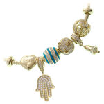 golden Charms Bracelet with Blue 1