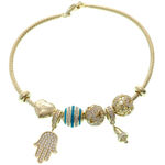 golden Charms Bracelet with Blue 2