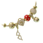 Golden Charms Silver Bracelet with Red 1