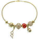 Golden Charms Silver Bracelet with Red 2