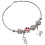 Silver Bracelet Pink Charms 3