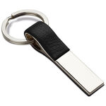 Shiny keyring with black leather 1