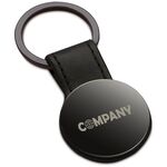 Black leather round keyring