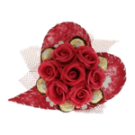 Buchet inima trandafiri rosii cu ciocolata