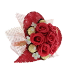 Heart bouquet of red roses with chocolate 2