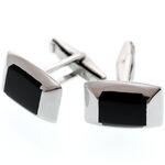 Silver Cufflinks Black Style 1