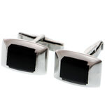 Silver Cufflinks Black Style 2