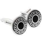 Greek Pattern Silver Cufflinks 1