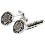 Luxury Silver Cufflinks Round Greek Style 1