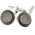 Luxury Silver Cufflinks Round Greek Style 2