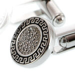 Luxury Silver Cufflinks Round Greek Style 5