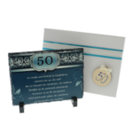 Cadou 50 Ani personalizat pe piatră naturală, albastru