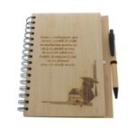 Cadou profesori agenda bambus personalizata cu pix 2