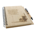 Cadou profesori agenda bambus personalizata cu pix 3