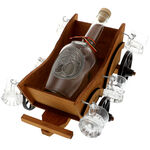 Wooden chariot with bottle and mugs 2