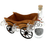 Wooden chariot with bottle and mugs 3