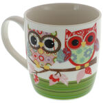 Colored mug with owls