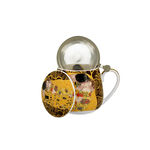 Mug with infuser and lid Klimt The kiss brown 430ml 3