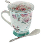 Mug with Green Roses with Spoon 1