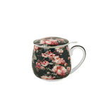 Porcelán bögre teaszűrővel Noemi Black 430ml 2
