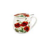 Porcelain mug with infuser and lid Poppies 430ml 3