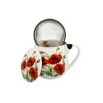 Porcelain mug with infuser and lid Poppies 430ml 4