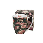 Porcelain mug with flowers Noemi Black 360ml