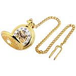 Golden mechanical pocket watch with chain 1