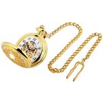 Golden mechanical pocket watch with chain