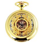 Golden mechanical pocket watch with chain 2