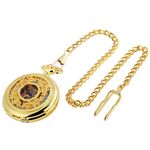 Golden mechanical pocket watch with chain 3