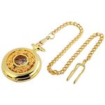 Golden mechanical pocket watch with chain 4