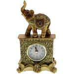 Fireplace table clock with elephant