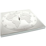 Silver wall clock world map 40cm 5