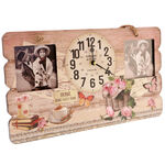 Wooden wall clock with photo frames 1