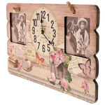 Wooden wall clock with photo frames 3