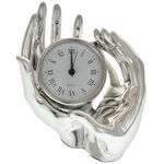 Ceas decorativ de lux maini argintii 15cm