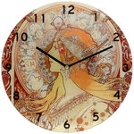 Mucha glass wall clock: Zodiac