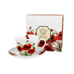 Huge cup with Poppies porcelain plate 450ml