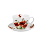Huge cup with Poppies porcelain plate 450ml 2