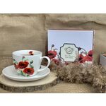 Huge cup with Poppies porcelain plate 450ml 4