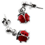 Ladybug Silver Earrings 3