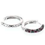 Round silver earrings multicolored 2