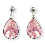 Silver Earrings with Pink Crystals 1