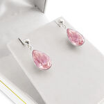 Silver Earrings with Pink Crystals 2