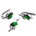 Silver Jewelry with Green Crystal 1