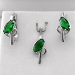 Silver Jewelry with Green Crystal 3