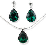 Green Crystal Earrings and Pendant 1