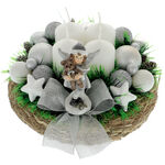 Silver advent wreath angel with teddy bear